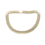 A 9ct gold fancy-link collar necklace, of part-textured fringe design, hallmarked for Sheffield