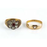 A late Victorian diamond single stone gypsy ring, the old-cut diamond in lozenge-shaped setting,