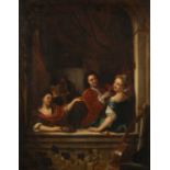 Follower of Philip le Petit van Dyk (1683-1753) Elegant figures in a niche with viola da gamba