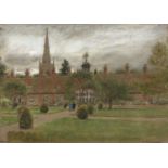 Albert Goodwin (1845-1932) Long Alley Almshouses, Abingdon, signed, inscribed ‘Abingdon’,