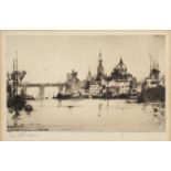 Frank Henry Mason (1876-1965) On the Tyne, etching, pencil signed in the margin, 9 x 15cm