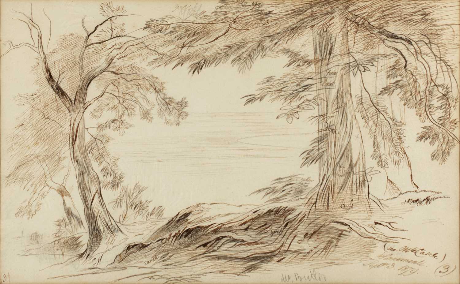 Edward Lear (1812-1888) Monte Casale Sacromonte 1879, numbered 3, pen and inks, 32 x 49cm