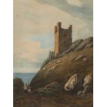 Follower of John Varley (1778-1842) Lilburn Tower, Dunstanborough Castle, watercolour, 31 x 23cm