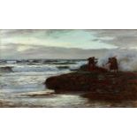 Colin Hunter (1841-1904) 'Kelp Burning' signed and dated 1876, oil on canvas, 55 x 96cm