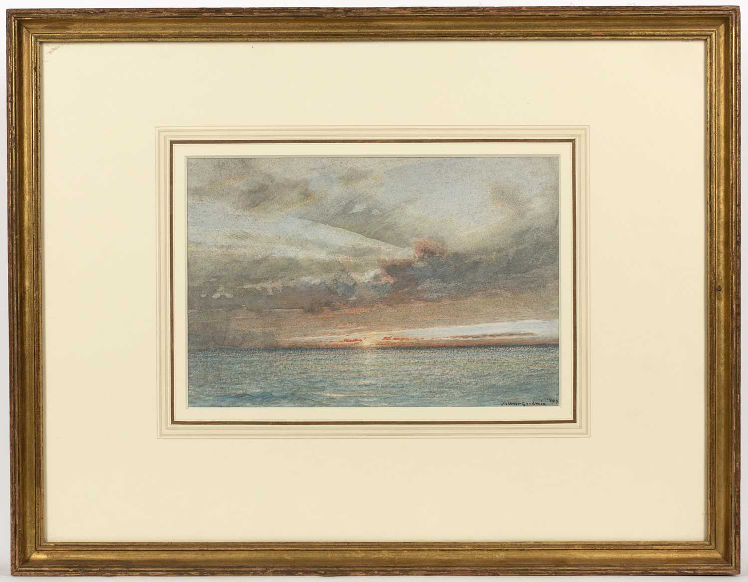 Albert Goodwin (1845-1932) Sunset over the silver sea, signed and dated 1909, watercolour, 17.5 x - Image 2 of 4