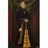Follower of Hans Eworth (1515-1574) Full length portrait of a noble woman wearing a dark dress