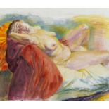 Follower of Lucien Freud (1922-2011) A Sleeping Beauty, oil on canvas board, 65 x 76cm