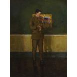 William Bernard Reid (19th/20th century) A WWI officer playing the violin, signed and dated 1916,