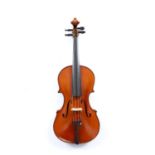 A violin with single piece back made by Robert Corbin of Christchurch, 1973, 35.2cm, cased