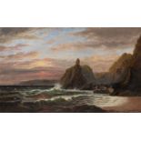 19th century English school A coastal sunset, oil on canvas, 55 x 91cm