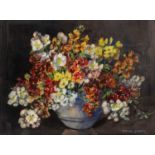 Marion Broom (1878-1962) Still life - a vase of mixed flowers, signed, watercolour, 36 x 48cm