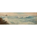 Ernest Stuart (act. 1889-1915) Seascape with gulls, signed, watercolour, 28 x 87cm