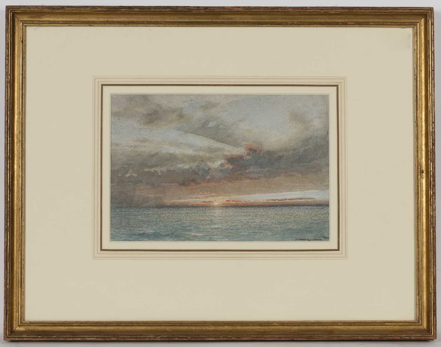 Albert Goodwin (1845-1932) Sunset over the silver sea, signed and dated 1909, watercolour, 17.5 x - Image 3 of 4