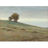 Clara Knight (b.1861) Landscape at dusk, signed, watercolour with body-colour, 30 x 42cm