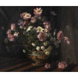 Ida Mostyn (1883-1952) Chrysanthemum, signed, oil on canvas, 62 x 75cm Exh: R.A. 1919 No. 118