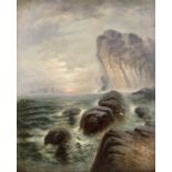 Colin Hunter (1841-1904) Coastal rocks and a headland at sunset, signed, oil on canvas, 49.5 x 39.