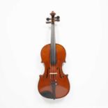 A late 19th century German violin, with two piece back, with attached label for Anton Hoffman and