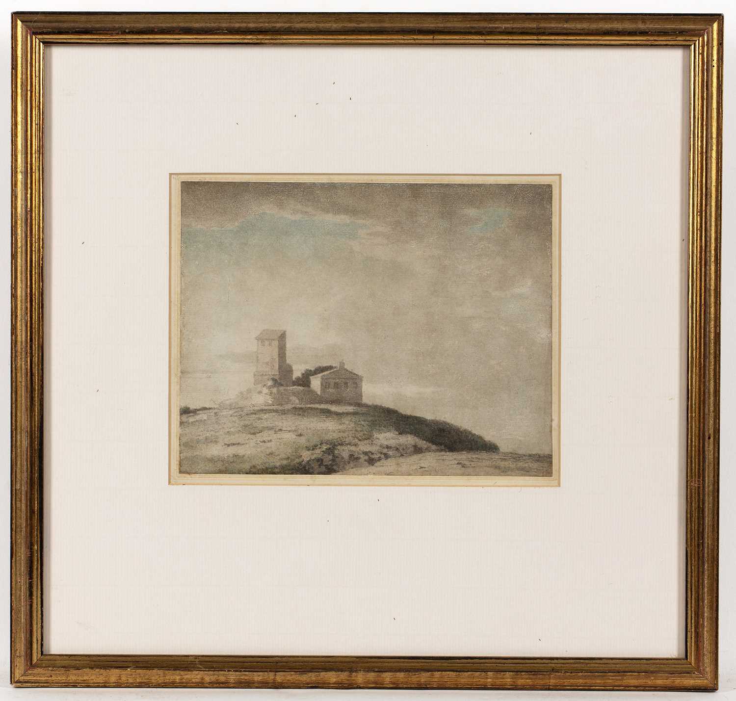 Alexander Cozens (1717-1786) Landscape with buildings, watercolour, 16.5 x 21cm - Image 2 of 3