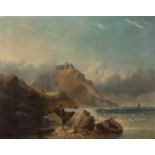 Joseph Horlor (1834-1866) Criccieth Castle, North Wales, signed, oil on canvas, 70 x 88cm