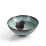 Jun ware bowl Chinese, Song or Yuan dynasty with a thick blue glaze to the body, there are two