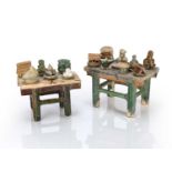 Two sancai offering tables Chinese, Ming dynasty or earlier both modelled as rectangular altar