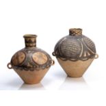 Two painted pottery jars Chinese, Neolithic period/Yangshao culture both with red earthenware, brush