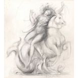 Arnold Machin (1911-1999) A design for a Nereid & Seahorse Fountain signed (lower right) pencil