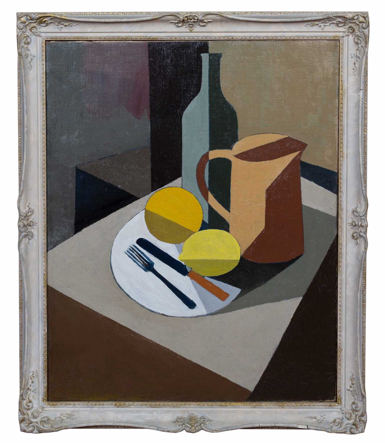 George Bissill (1896-1973) Cubist still life oil on canvas 50 x 40cm.Some possible small signs of - Image 2 of 6
