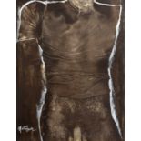 Ulrico Schettini (b.1932) Male Torso - Dark Brown signed (lower left) acrylic on board 54 x 70cm.