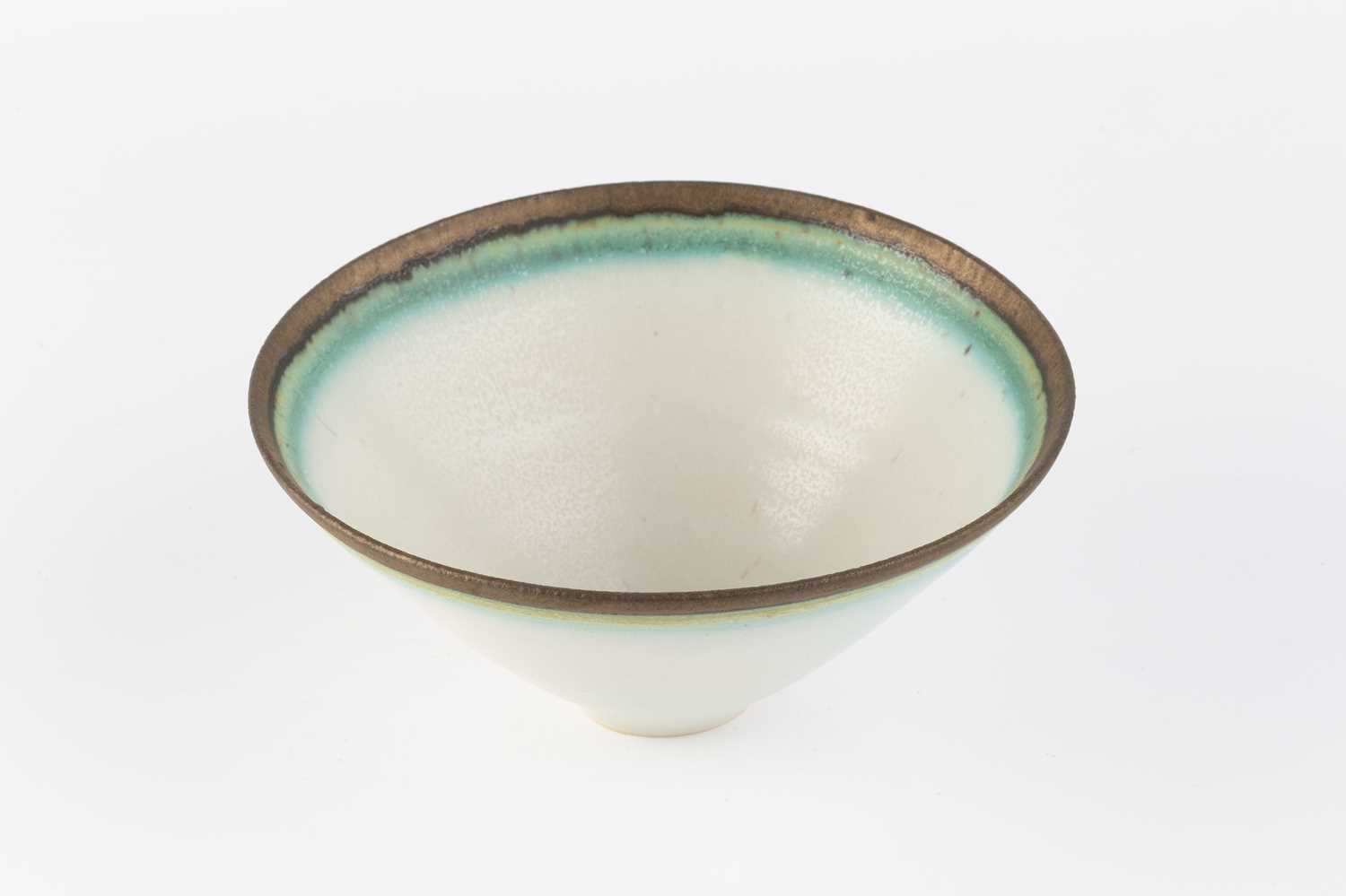 Peter Wills (b.1955) Bowl porcelain, with manganese and green bands to rim signed and with impressed - Image 2 of 4