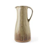 Jim Malone (b.1946) Pitcher dripped green glaze with incised decoration impressed potter's seal 36cm