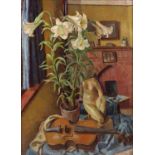 Patricia Preece (1900-1971) Violin and House Plant signed (to reverse) oil on canvas 68 x 49cm.The
