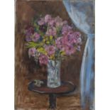 Yankel Feather (1920-2009) Glass Vase of Pink Flowers signed (lower right) oil on canvas 70 x