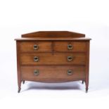 Arts & Crafts Chest of drawers, circa 1920 oak, with Ruskin style handles 79cm high, 106cm wide,
