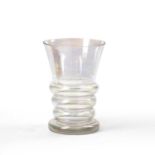 Bauhaus style Iridescent glass vase, circa 1920 ribbed design 17.5cm high.