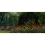 Fred Dubery (1926-2011) The Flower Garden signed with intials (lower left) oil on board 34 x 70cm.