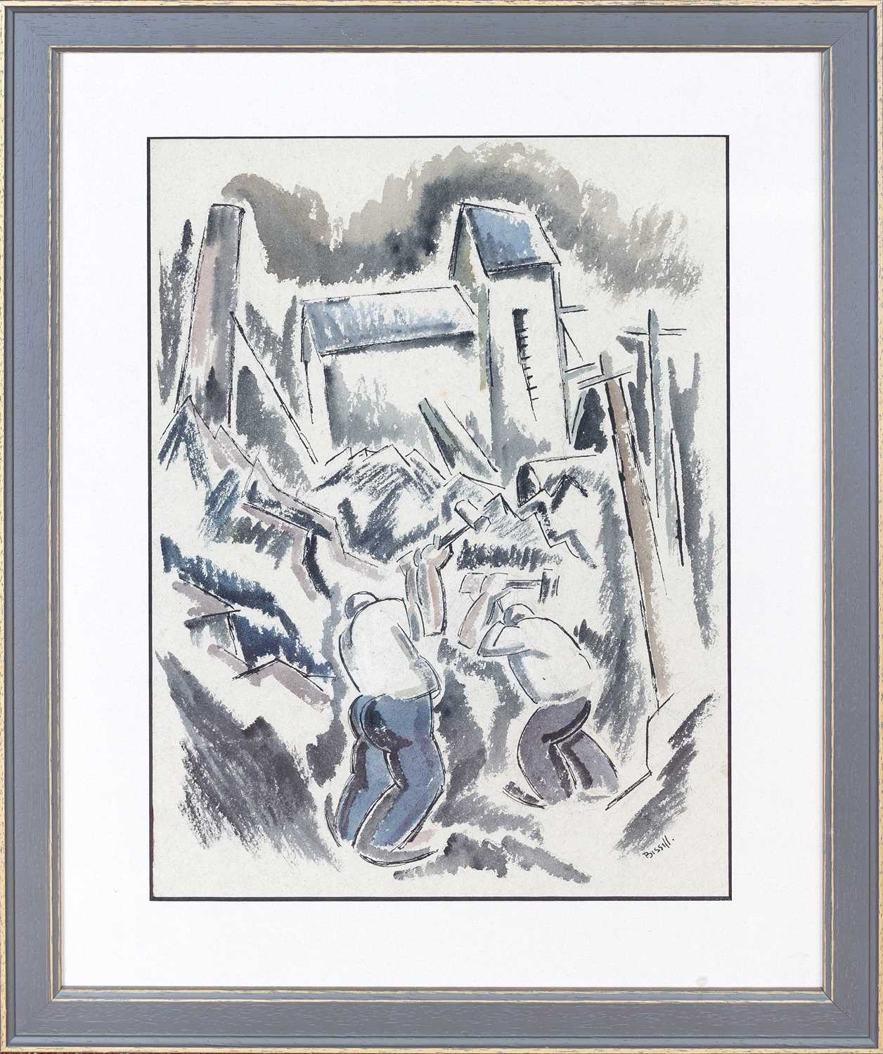 George Bissill (1896-1973) Stone breakers II signed (lower right) watercolour and ink 39 x 28cm. - Image 2 of 6