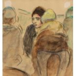 Ronald Ossory Dunlop (1894-1973) Figure group inscribed (to reverse) watercolour 22 x 20cm.