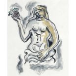 George Bissill (1896-1973) Nude with Grapes watercolour and ink 27.5 x 22cm.There are some faint