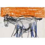 Roger Hilton (1911-1975) Donkey, 1974 studio stamp (to reverse) pastel and charcoal on paper 25 x