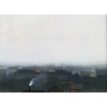 Janet Ledger (b.1931) Industrial Skyline signed (lower left) oil on board 21 x 28cm.In good