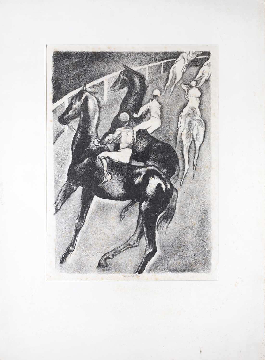 John Copley (1875-1950) Horses turning into the Canter signed and titled in pencil (in the margin) - Image 2 of 4