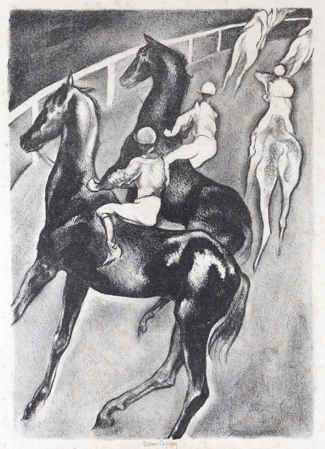 John Copley (1875-1950) Horses turning into the Canter signed and titled in pencil (in the margin) - Image 3 of 4