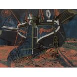 Attributed to H.J. Jackson (1909-1989) Shipyard linocut 42 x 55cm. Provenance: Tremayne Applied