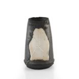 Dan Kelly (b.1953) Vessel stoneware, with white splashes on black glaze impressed potter's seal 21cm