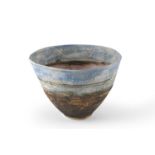 Robin Welch (1936-2019) Bowl stoneware, textured blue and green glaze impressed potter's seal