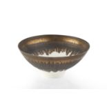 Peter Wills (b.1955) Footed bowl porcelain, with dripped manganese rim signed and with impressed