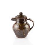 Seth Cardew (1934-2016) at Wenford Bridge Coffee pot tenmoku with brushwork decoration impressed