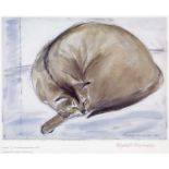 Elizabeth Blackadder (1931-2021) Abyssinian Cat, Asleep, 1997 32/500, signed and numbered in