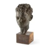 Julian Phelps Allen (1892-1996) Head of a Boy bronzed plaster on wooden plinth 42cm high.